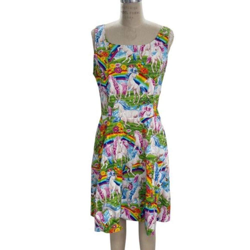 Vibrant Unicorn Print Midi Dress